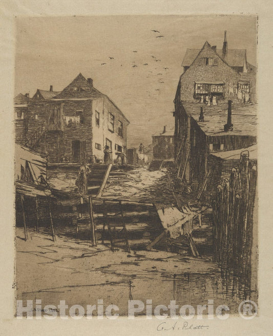 Art Print : Charles Adams Platt - A Corner of Portland : Vintage Wall Art