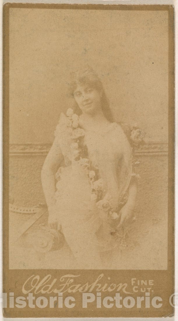 Photo Print : Actress Wearing Floral sash, from The Actresses Series (N664) Promoting Old Fashion Fine Cut Tobacco : Vintage Wall Art