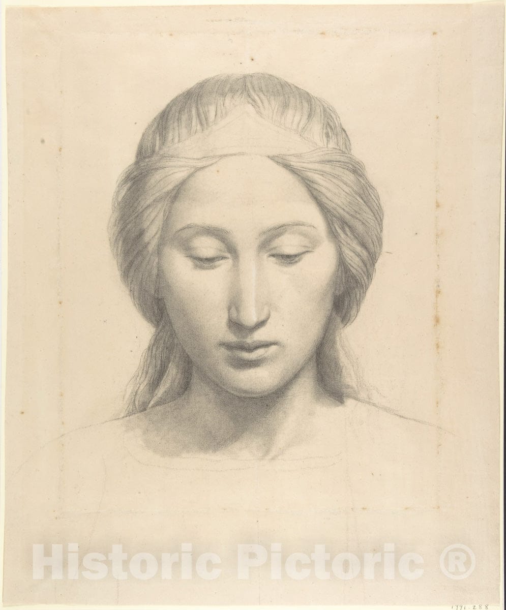 Art Print : Alphonse-Henri Périn - Head of an Angel : Vintage Wall Art