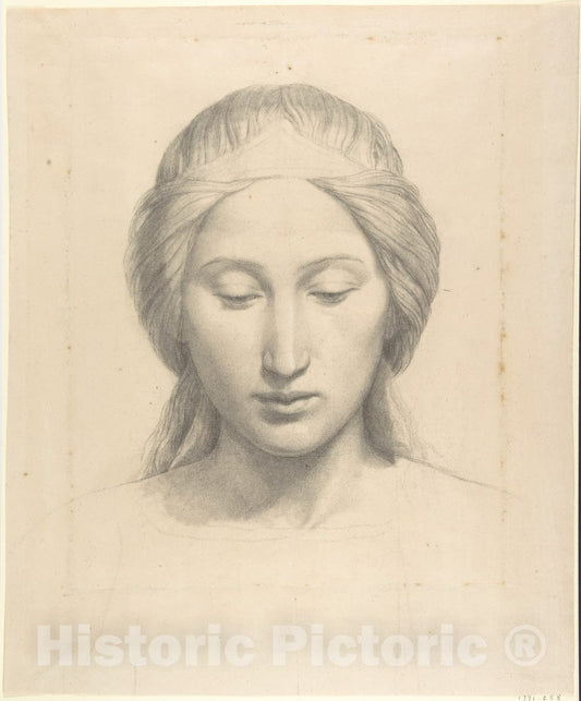 Art Print : Alphonse-Henri Périn - Head of an Angel : Vintage Wall Art