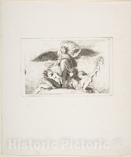 Art Print : Jean Honoré Fragonard - Angel Holding a Palm and a Crown : Vintage Wall Art