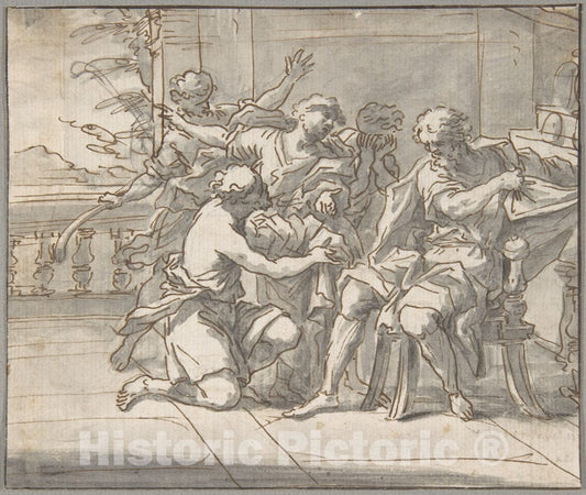 Art Print : Daniel Seiter - Jacob Gives Joseph a Coat of Many Colors : Vintage Wall Art