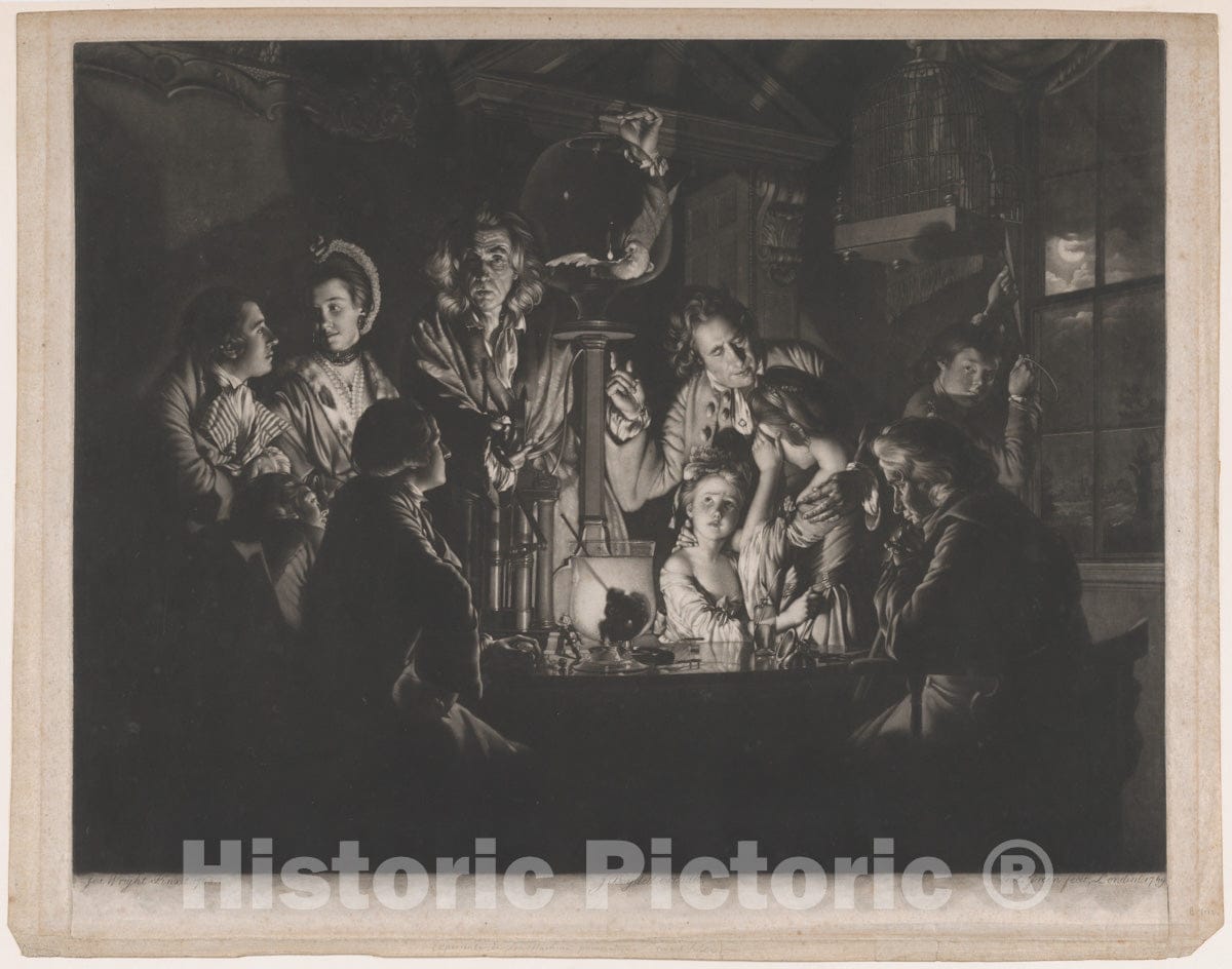 Art Print : Valentine Green - A Philosopher Shewing an Experiment on The Air Pump : Vintage Wall Art