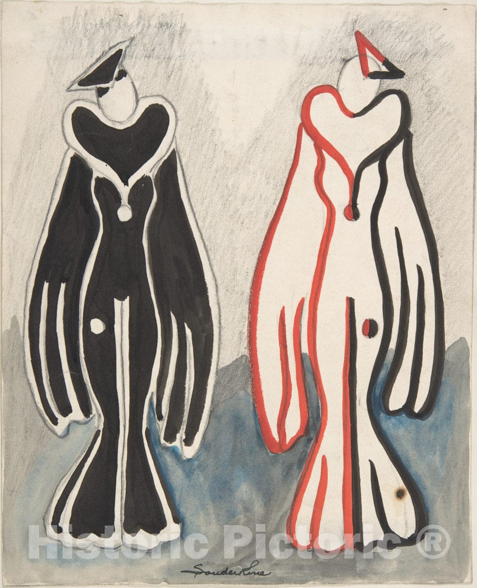 Art Print : Sergey Sudeykin - Costumes for 'New Faces' (?), Radio City, Female Dominoes : Vintage Wall Art