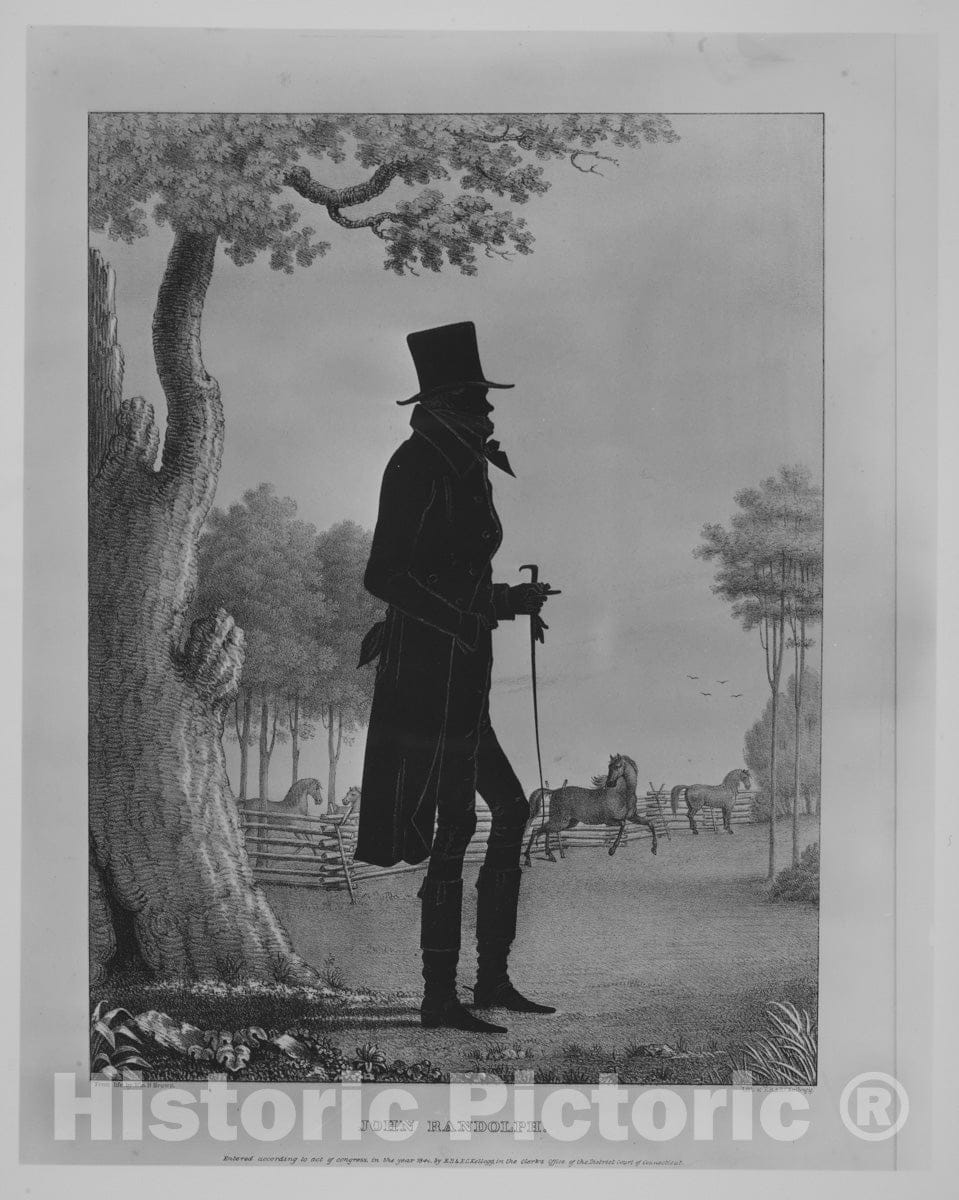 Art Print : William Henry Brown - Silhouette Portrait of John Randolph : Vintage Wall Art
