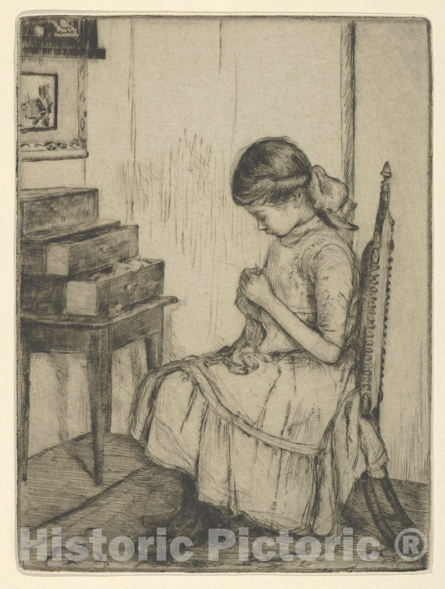 Art Print : Ernest Haskell - Darning : Vintage Wall Art