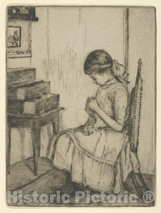 Art Print : Ernest Haskell - Darning : Vintage Wall Art