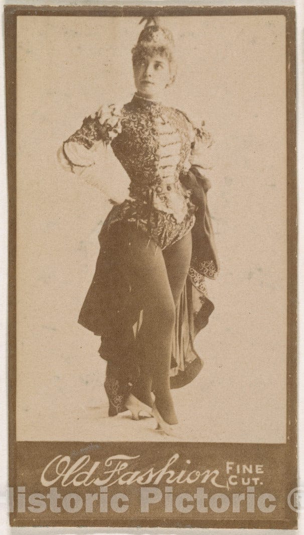 Photo Print : Actress Standing with Hands on Hips, from The Actresses Series (N664) Promoting Old Fashion Fine Cut Tobacco : Vintage Wall Art