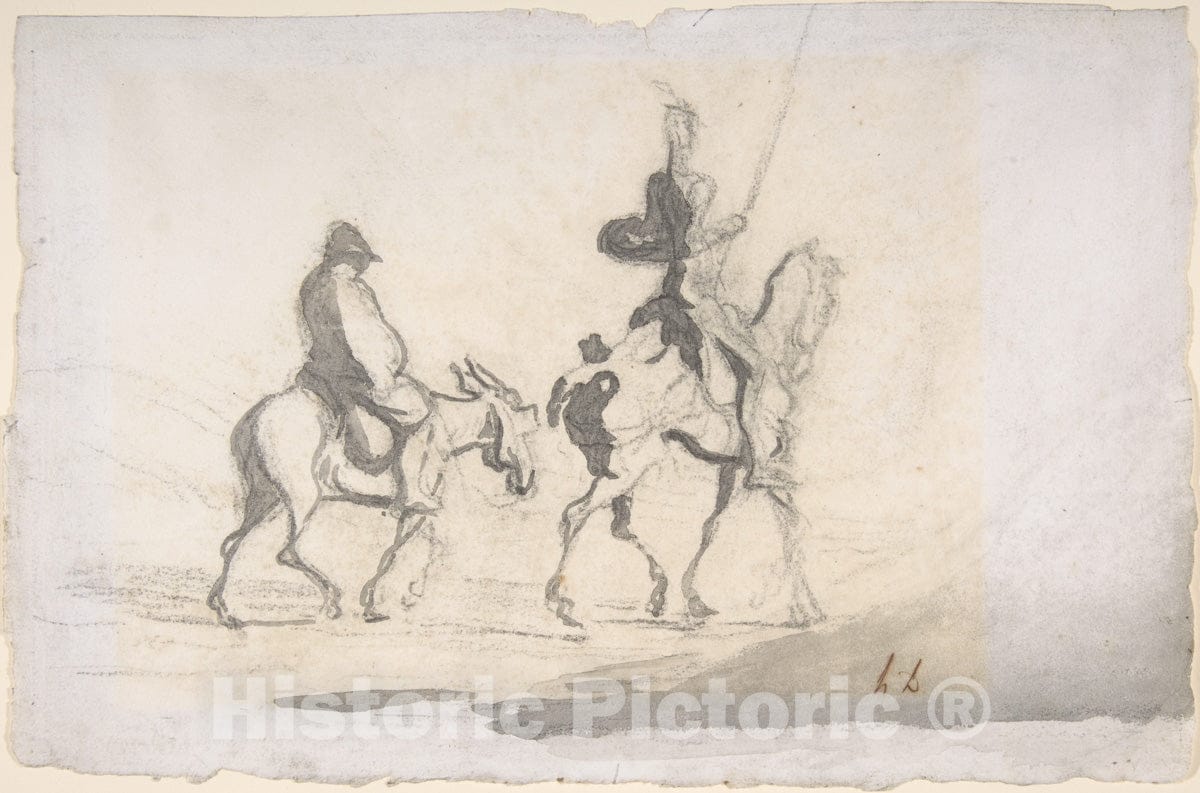 Art Print : Honoré Daumier - Don Quixote and Sancho Panza : Vintage Wall Art