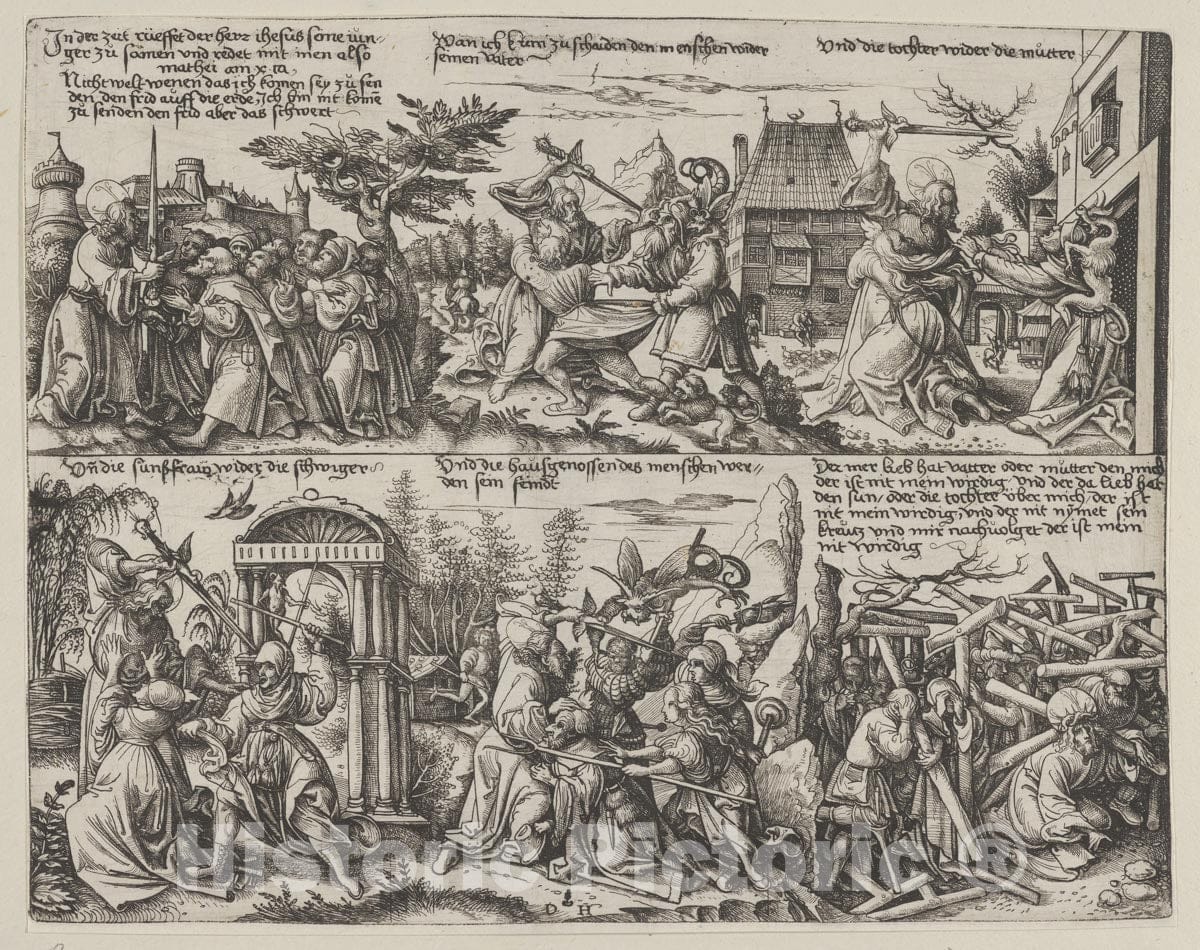 Art Print : Daniel Hopfer - Scenes from Matthew 10: 34-38 : Vintage Wall Art