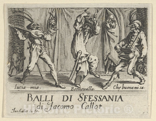 Art Print : Jacques Callot - Frontispiece, from The Balli di Sfessania : Vintage Wall Art