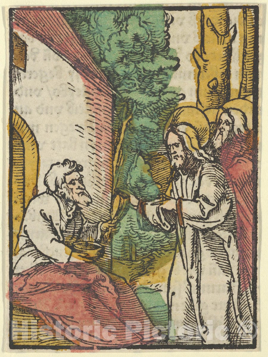 Art Print : Hans Schäufelein - Christ Healing The Leper, from Das Plenarium : Vintage Wall Art