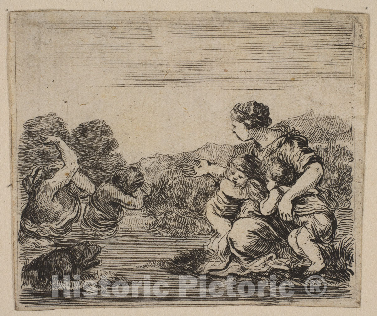 Art Print : Etched by Stefano Della Bella - Latona, from 'Game of Mythology' (Jeu de la Mythologie) : Vintage Wall Art