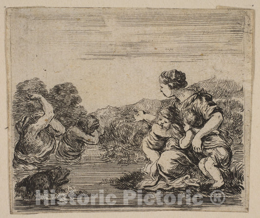 Art Print : Etched by Stefano Della Bella - Latona, from 'Game of Mythology' (Jeu de la Mythologie) : Vintage Wall Art