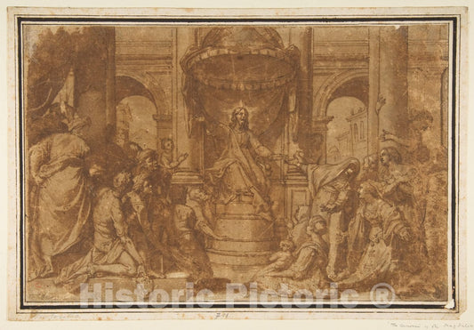 Art Print : After Federico Zuccaro (Zuccari) - Christ Preaching : Vintage Wall Art