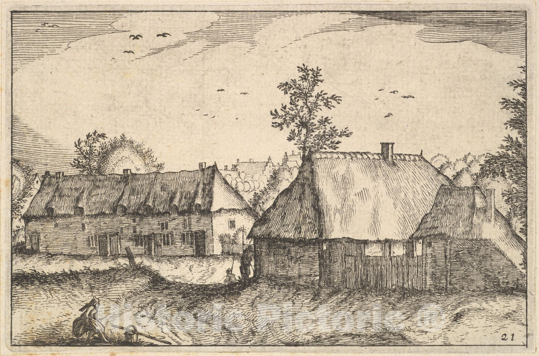 Art Print : Claes Jansz. Visscher - Large Sheds from Regiunculae et Villae Aliquot Ducatus Brabantiae : Vintage Wall Art