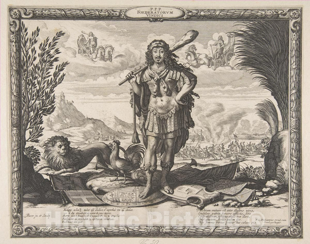 Art Print : Abraham Bosse - Declaration of War on Spain by Louis XIII: The King as Hercules : Vintage Wall Art