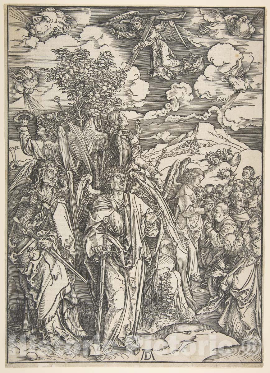 Art Print : Albrecht Dürer - The Four Angels Restraining The Winds, from The Apocalypse Series : Vintage Wall Art