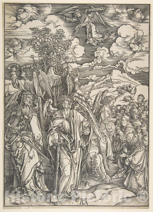 Art Print : Albrecht Dürer - The Four Angels Restraining The Winds, from The Apocalypse Series : Vintage Wall Art