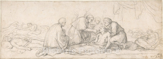 Art Print : Charles Le Brun - St. Charles Borromeo Giving Communion to The Plague-Stricken : Vintage Wall Art