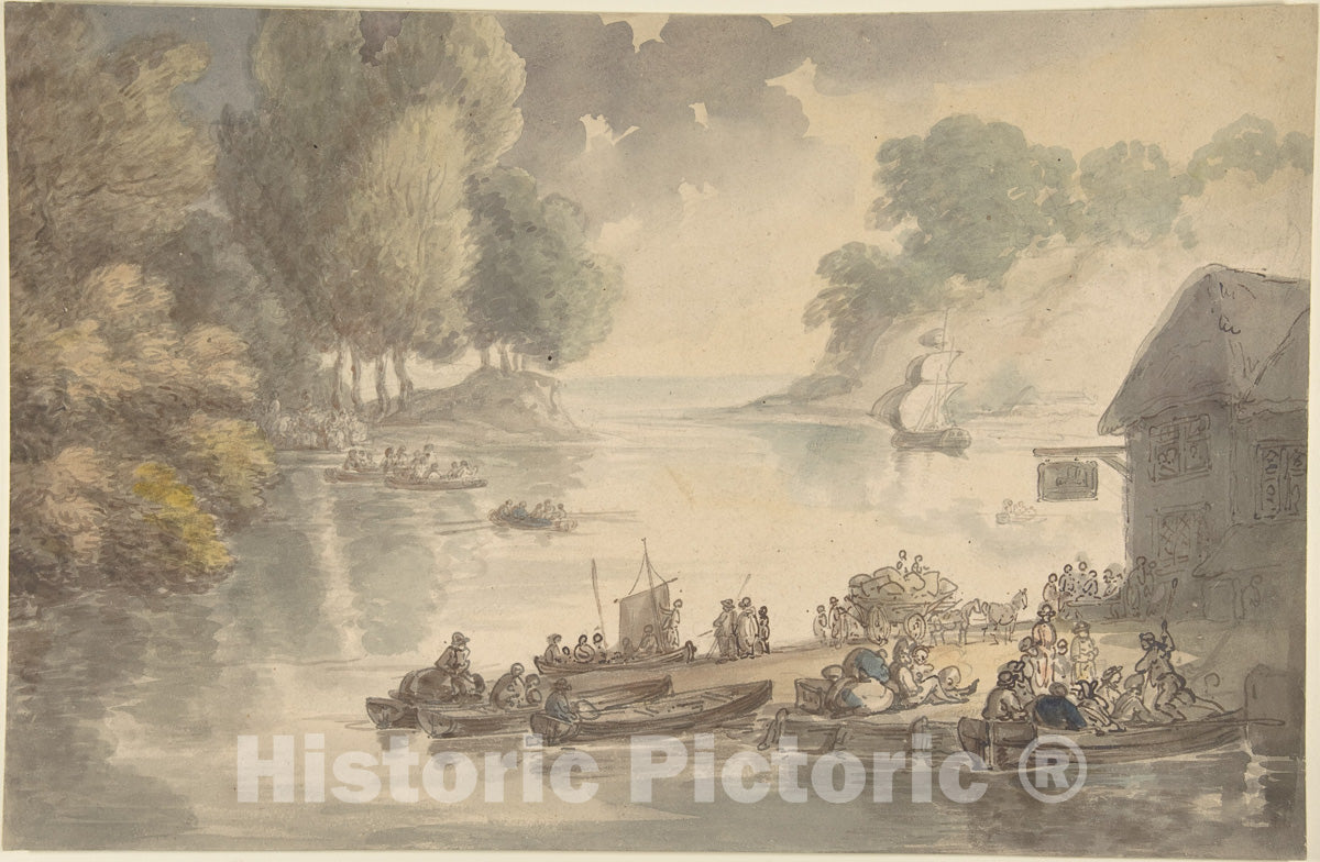 Art Print : Thomas Rowlandson - The Inn at The Ford : Vintage Wall Art