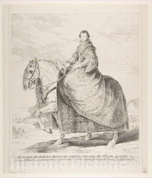 Art Print : Goya - Isabel de Bourbon on Horseback, After Velázquez : Vintage Wall Art