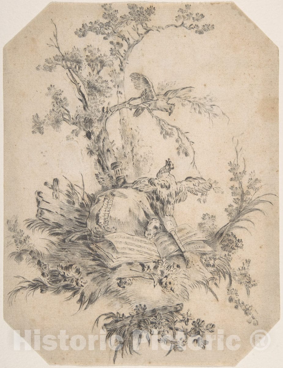 Art Print : Jean-Baptiste Huet I - Study for a Pastoral Scene : Vintage Wall Art