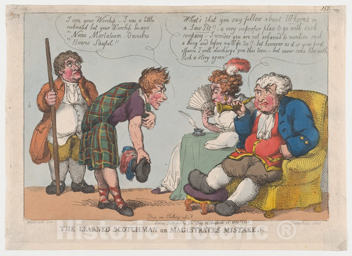 Art Print : Thomas Rowlandson - The Learned Scotchman, or Magistrates Mistake! : Vintage Wall Art