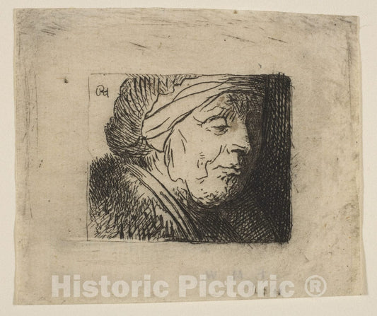 Art Print : Jan Georg (Joris) Van Vliet - Head of an Old Woman : Vintage Wall Art