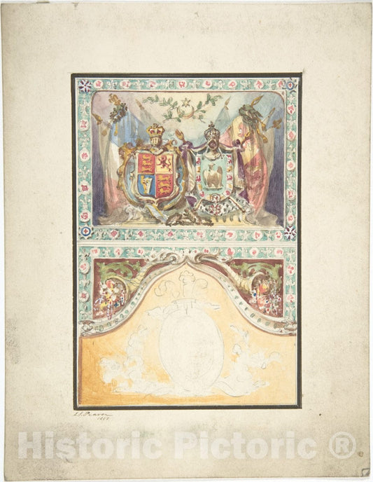 Art Print : J. S. Pearse - Design for a Coat of Arms : Vintage Wall Art