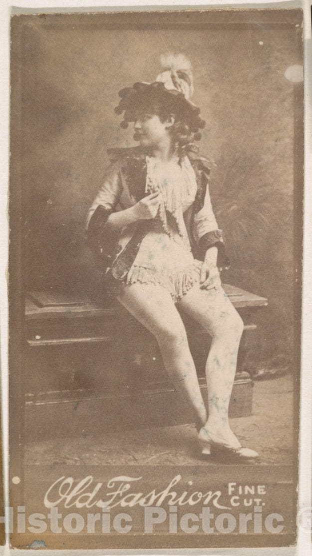 Photo Print : Actress Seated on Bench, from The Actresses Series (N664) Promoting Old Fashion Fine Cut Tobacco 1 : Vintage Wall Art