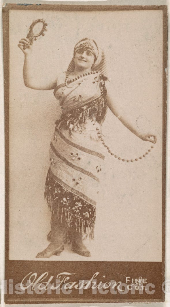 Photo Print : Actress Holding Hand-Mirror aloft, from The Actresses Series (N664) Promoting Old Fashion Fine Cut Tobacco : Vintage Wall Art