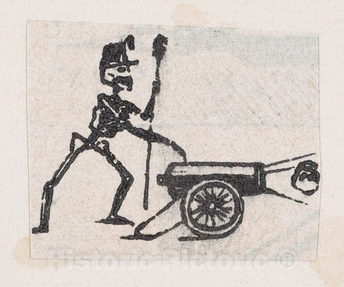 Art Print : Skeleton Firing a Canon - Artist: Jose Guadalupe Posada - Created: c1889 : Vintage Wall Art