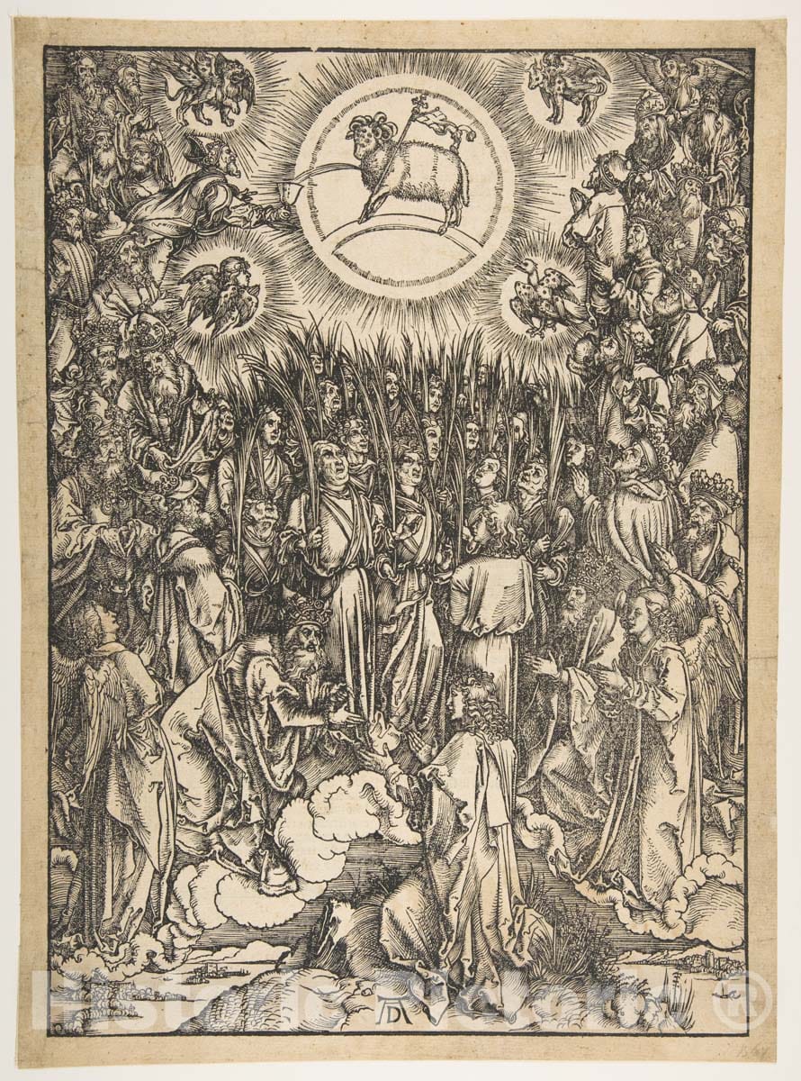Art Print : Albrecht Dürer - The Adoration of The Lamb, from The Apocalypse, Latin Edition, 1511 : Vintage Wall Art
