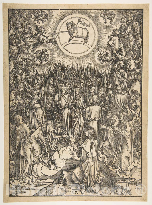 Art Print : Albrecht Dürer - The Adoration of The Lamb, from The Apocalypse, Latin Edition, 1511 : Vintage Wall Art