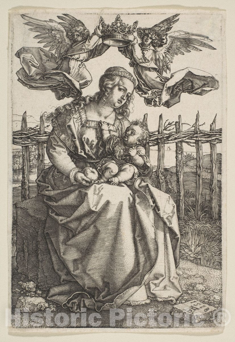 Art Print : Albrecht Dürer - Virgin and Child Crowned by Two Angels : Vintage Wall Art