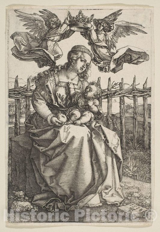 Art Print : Albrecht Dürer - Virgin and Child Crowned by Two Angels : Vintage Wall Art