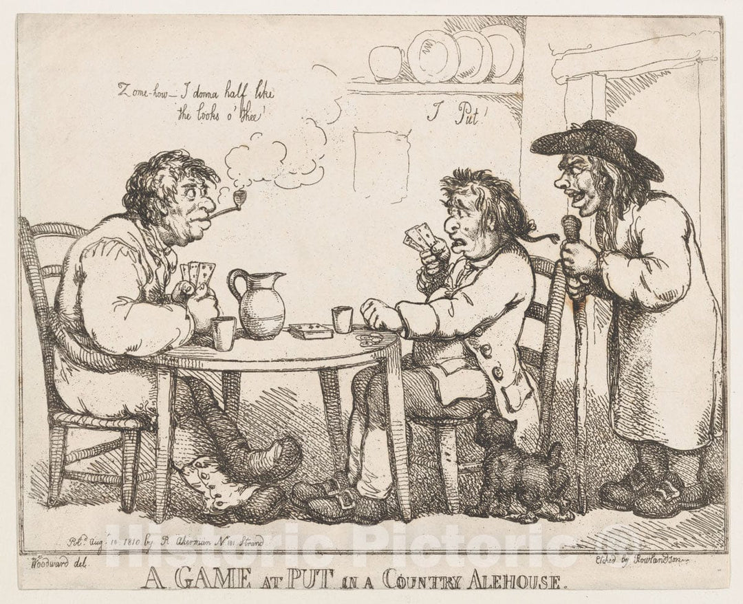 Art Print : Thomas Rowlandson - A Game at Put in a Country Alehouse 1 : Vintage Wall Art