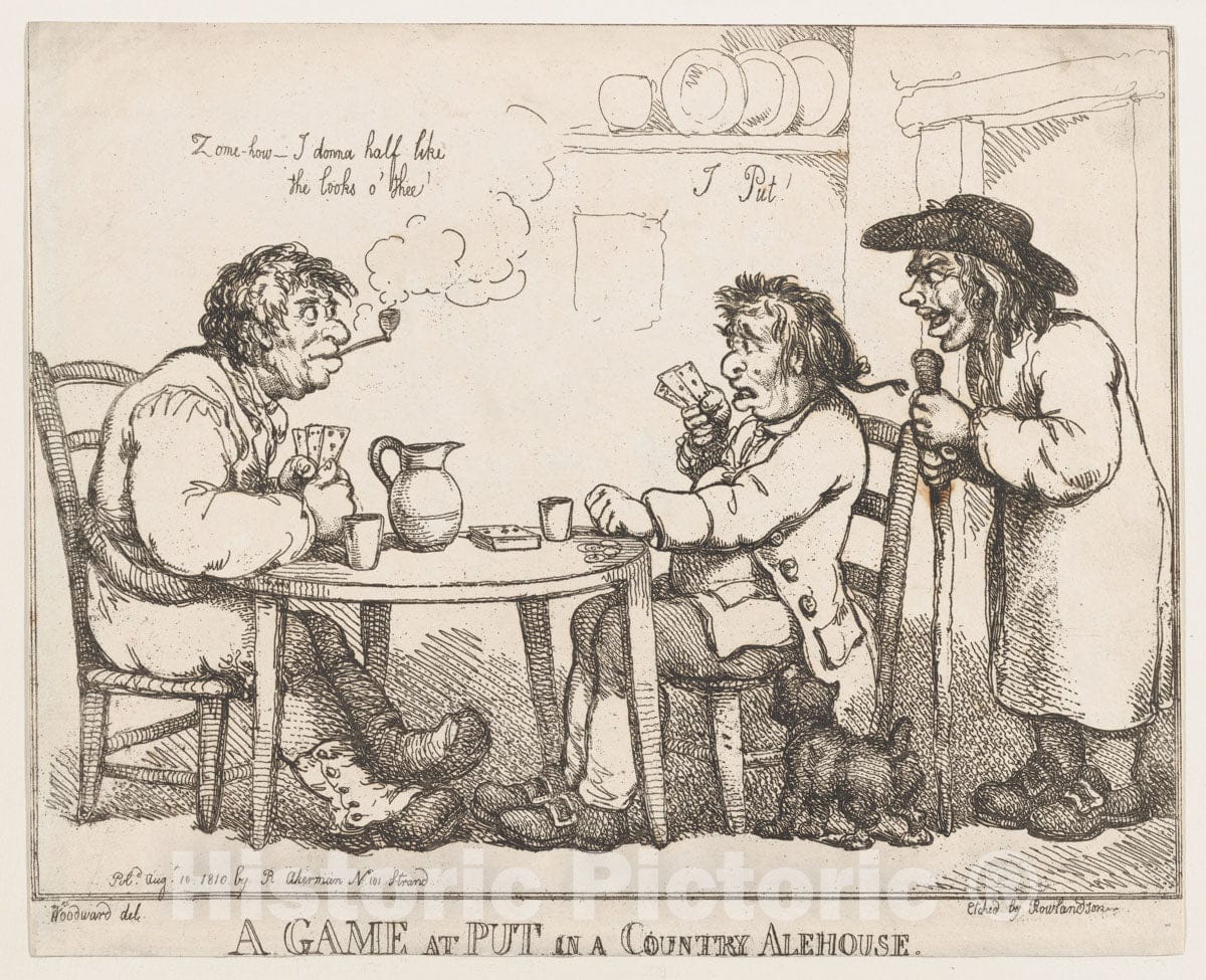 Art Print : Thomas Rowlandson - A Game at Put in a Country Alehouse 1 : Vintage Wall Art