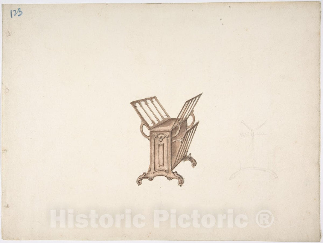 Art Print : British, 19th Century - Design for a Bookstand : Vintage Wall Art