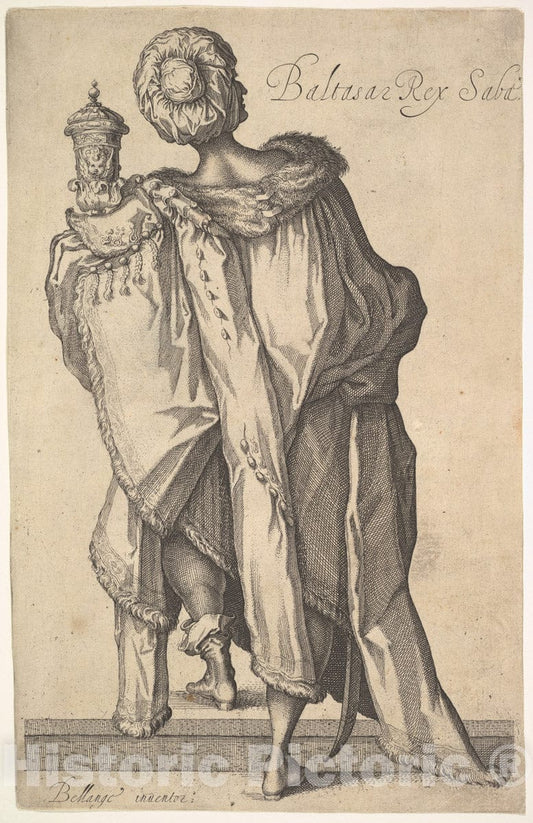 Art Print : Matthäus Merian The Elder - Balthasar, After Figure in The Adoration of The Magi by Jacques Bellange 1 : Vintage Wall Art