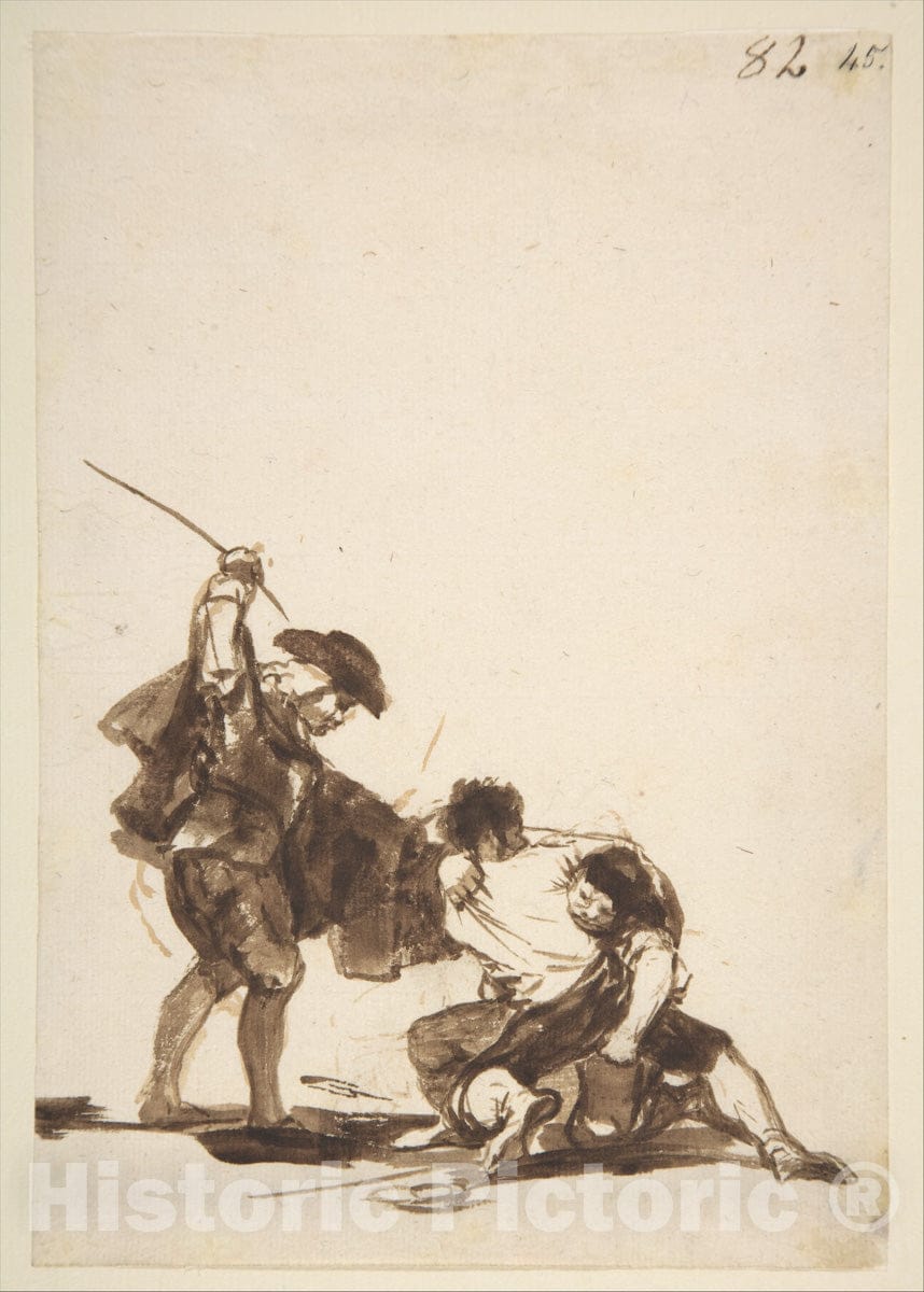 Art Print : Goya - A Man Interfering in a Street Fight, from Images of Spain Album (F), 82 : Vintage Wall Art