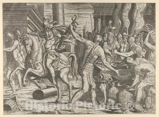 Art Print : Léon Davent - Camillus Arriving at The Moment When The Romans Atone for Their Pillage : Vintage Wall Art