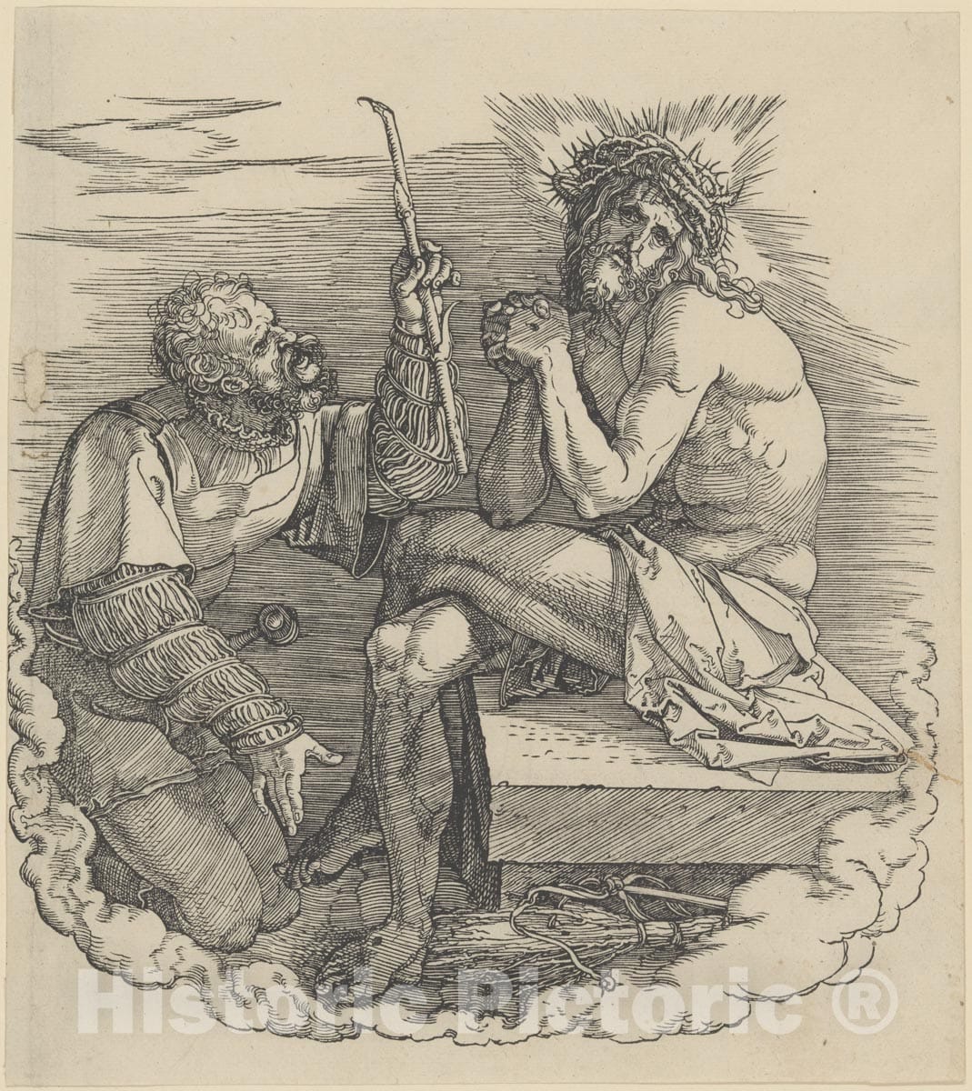 Art Print : Albrecht Dürer - The Man of Sorrows Mocked by a Soldier, Frontispiece to The Great Passion : Vintage Wall Art