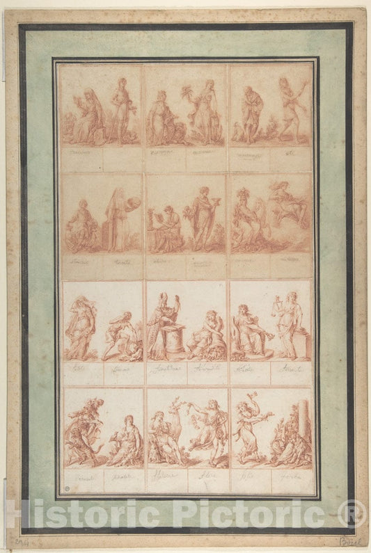 Art Print : Antoine Borel - Illustrations for an Allegorical Pattern Book 2 : Vintage Wall Art