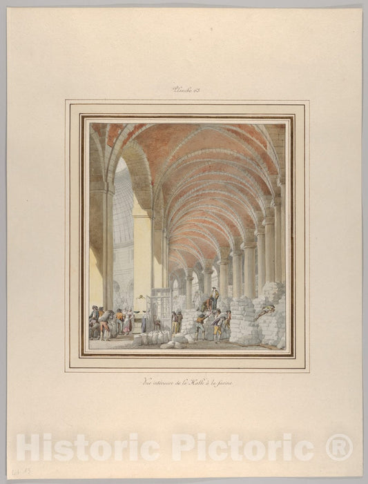 Art Print : Pierre François Léonard Fontaine - La Halle aux Blés, Interior View : Vintage Wall Art