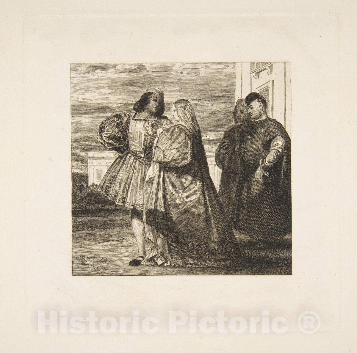 Art Print : Félix Bracquemond - Promenade vénitienne (Venetian Promenade) : Vintage Wall Art