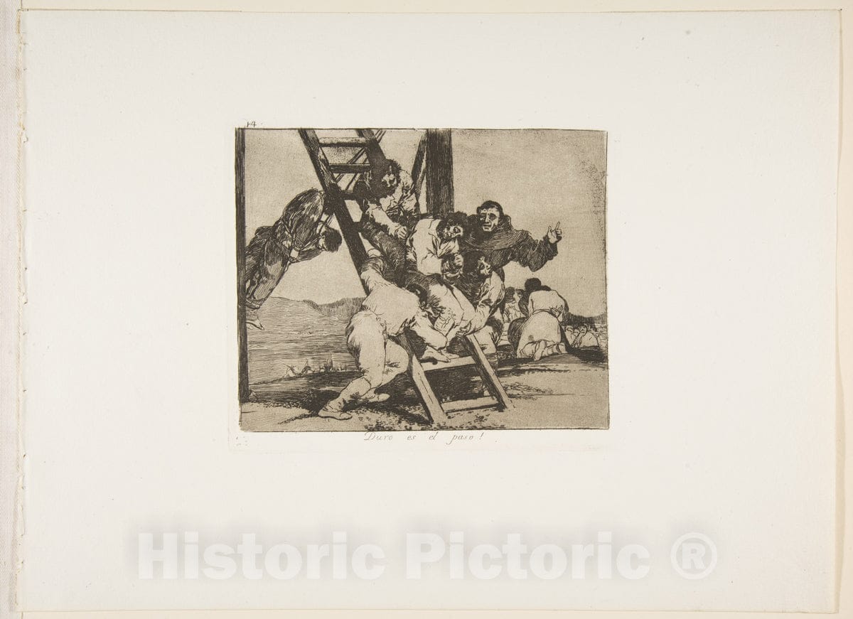 Art Print : Goya - Plate 14 from The Disasters of War' (Los Desastres de la Guerra):It's a Hard Step! (Duro ES el paso!) 3 : Vintage Wall Art