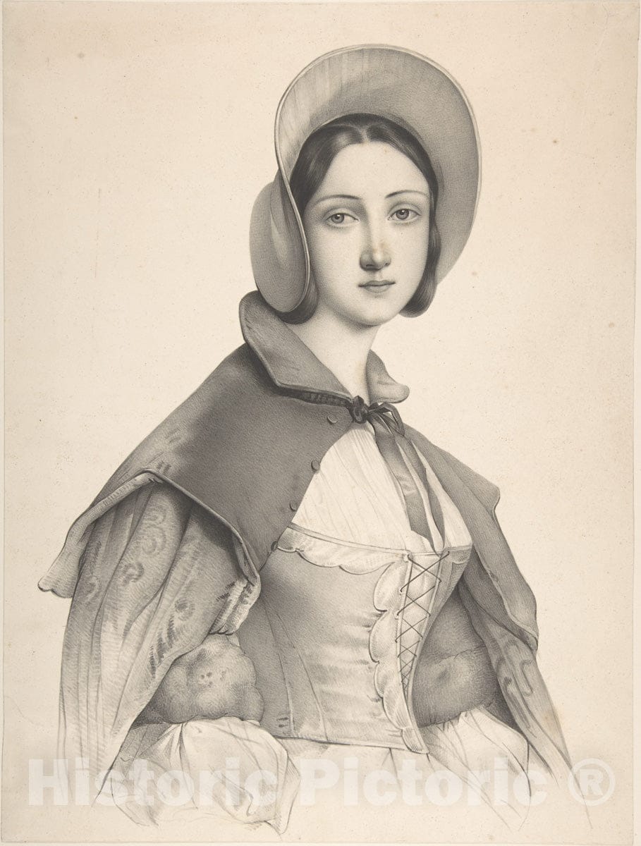 Art Print : French, 19th Century - Portrait of a Woman : Vintage Wall Art