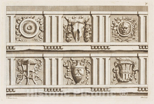 Art Print : Designed by Carlo Bianconi - Esemplare di Alcuni ornati, per la gioventù amante del Disegno : Vintage Wall Art